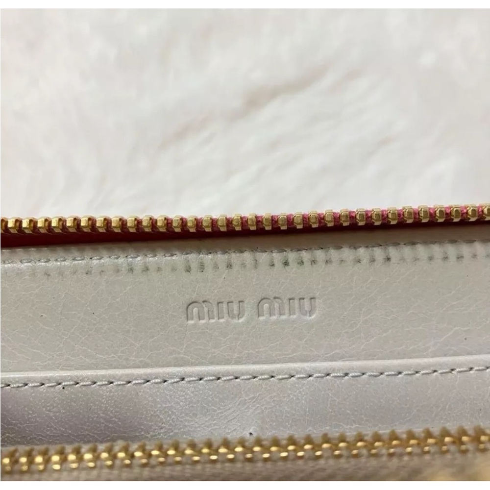 EUC MIU MIU Long Leather Wallet Purse Heart Zip Around Pink Leather Authentic - Picture 8 of 10